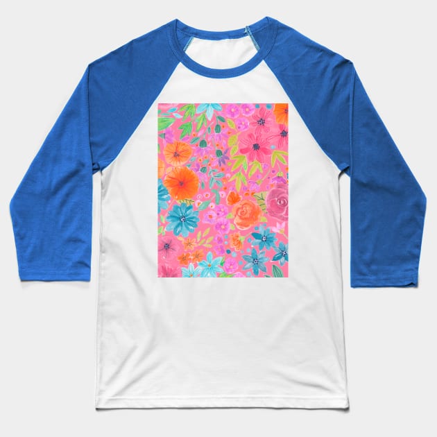 Floral watercolor pattern in pink Baseball T-Shirt by katerinamk